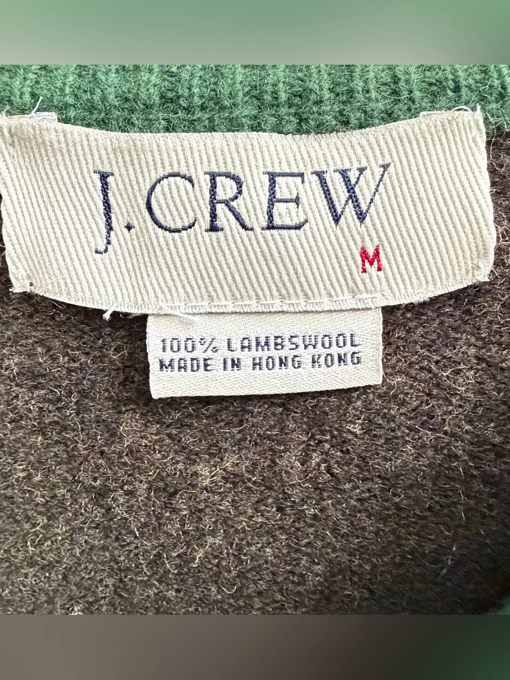 Vintage 90s J. Crew 100% Lambswool Wool Sweater Raglan Colorblock Men Medium